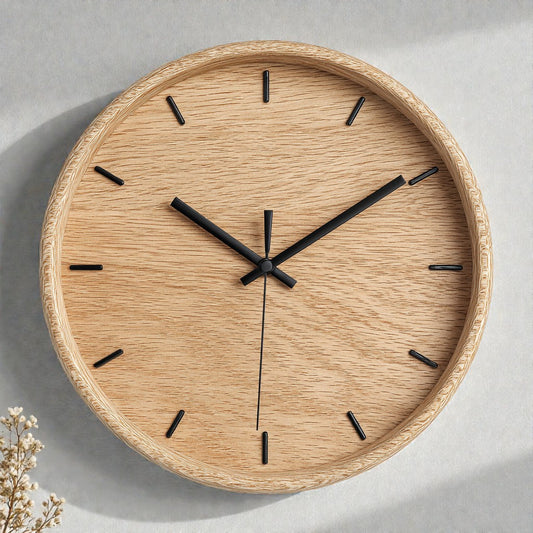 Velantara Solid Wood Minimalist Clock - Natural Oak