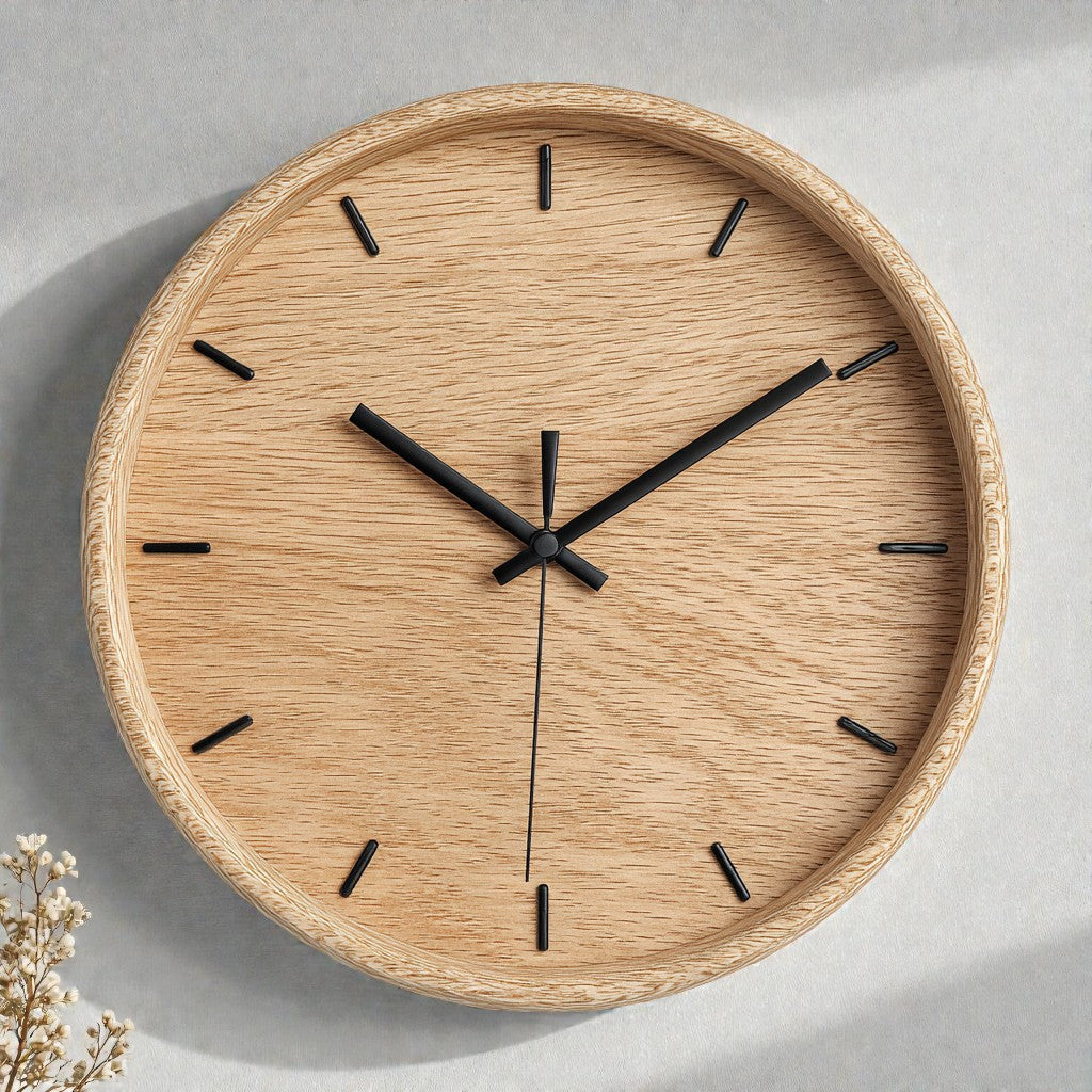 Velantara Solid Wood Minimalist Clock - Natural Oak