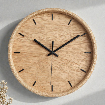 Velantara Solid Wood Minimalist Clock - Natural Oak