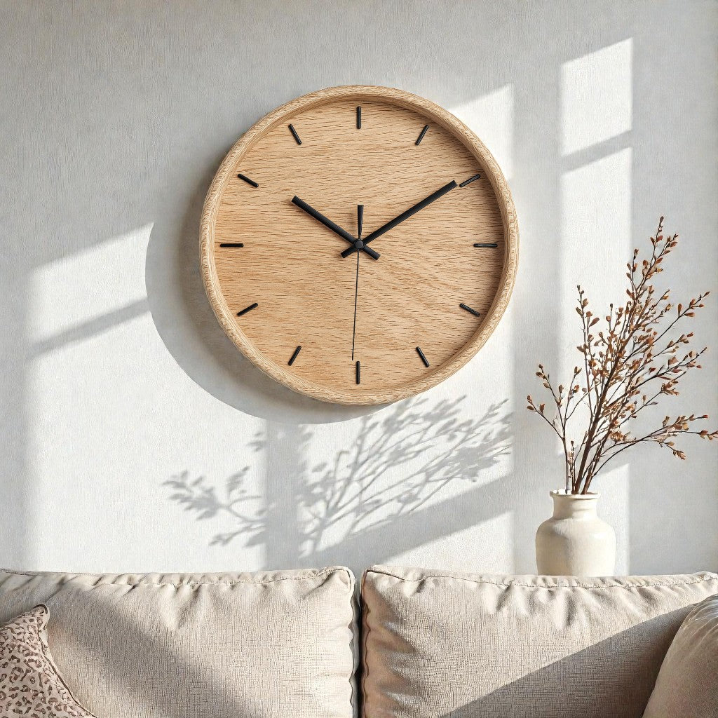 Velantara Solid Wood Minimalist Clock - Natural Oak