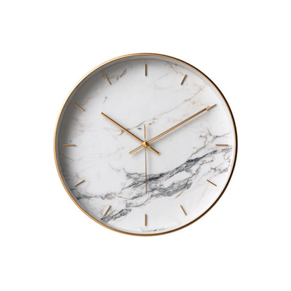 Velantara Marble Effect Clock - White & Gold