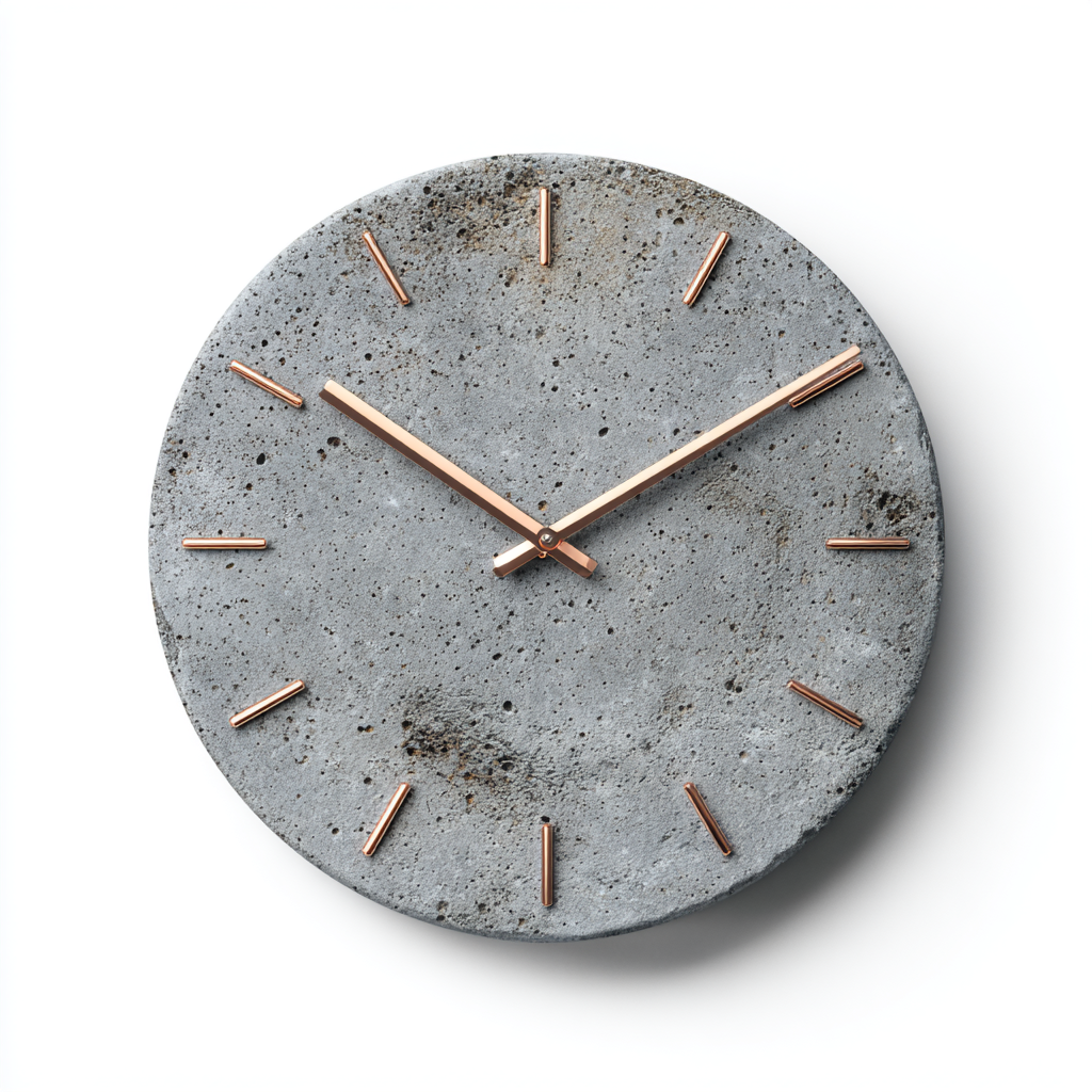 Velantara Concrete Wall Clock - Industrial Grey