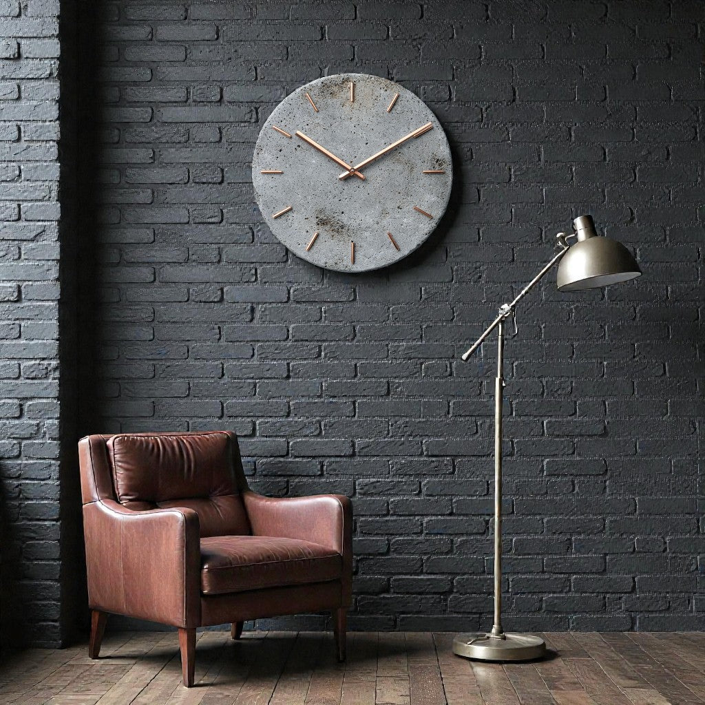 Velantara Concrete Wall Clock - Industrial Grey