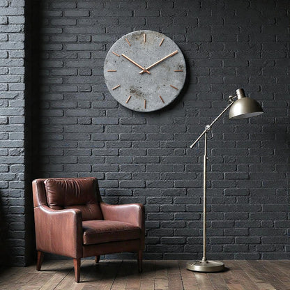 Velantara Concrete Wall Clock - Industrial Grey