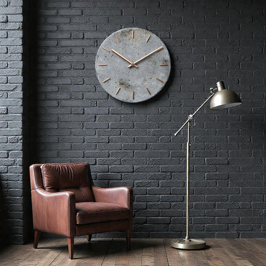 Velantara Concrete Wall Clock - Industrial Grey